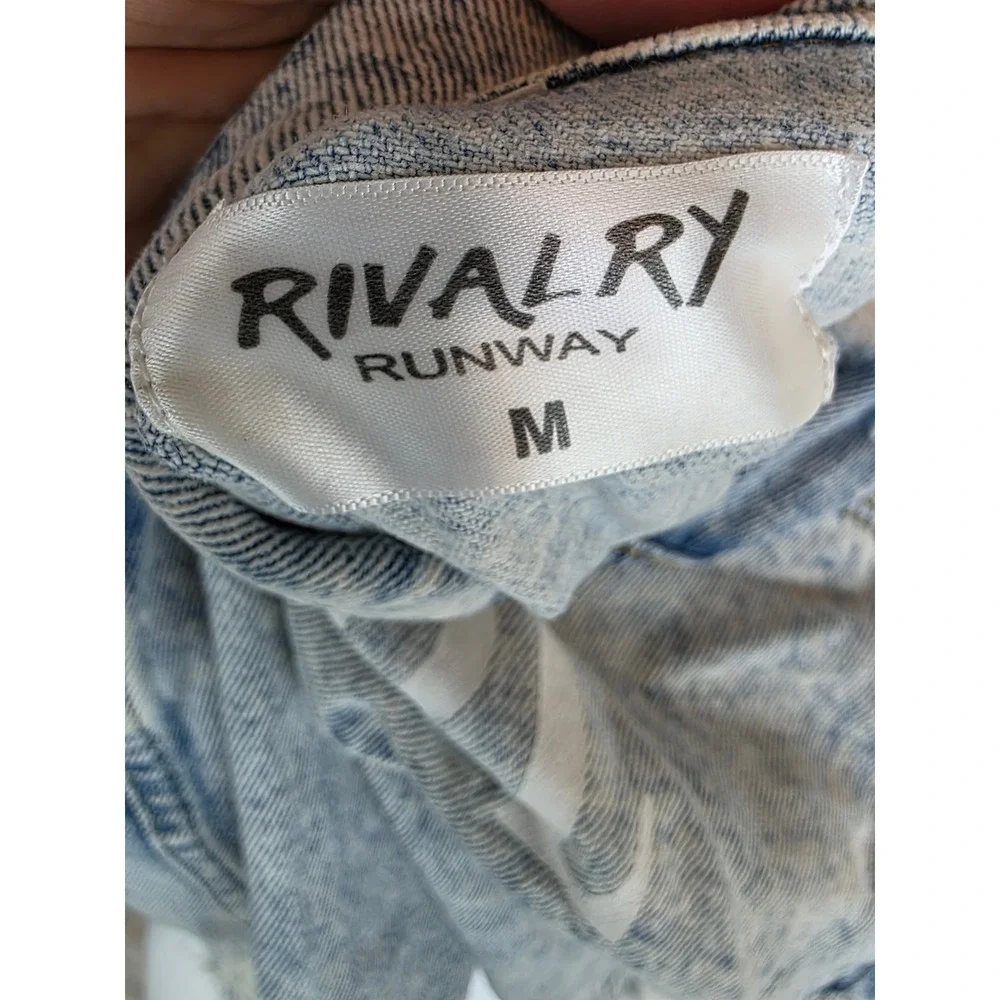 Rivalry Runway Denim Cowgirl‎ Acid Wash Distressed Jean Jacket Light Blue L
